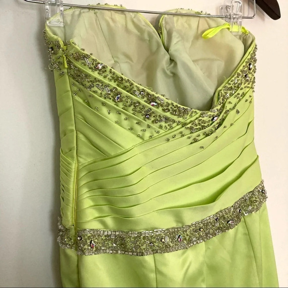 The Cool Collection Rhinestone Mermaid Prom Dress Lime Green 2 XS - Picture 8 of 9